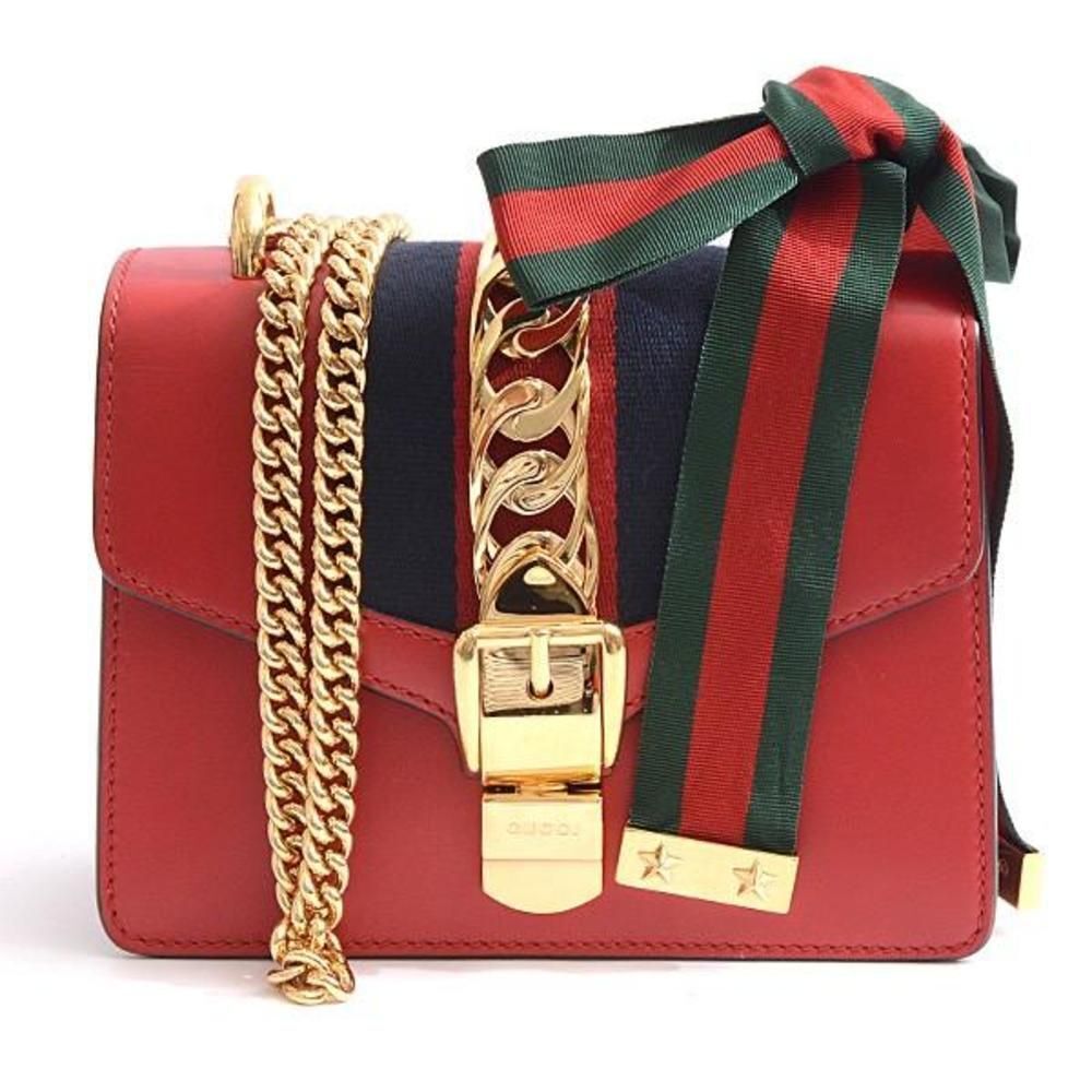 Gucci Sherry Sylvie Mini Chain Shoulder Bag Red